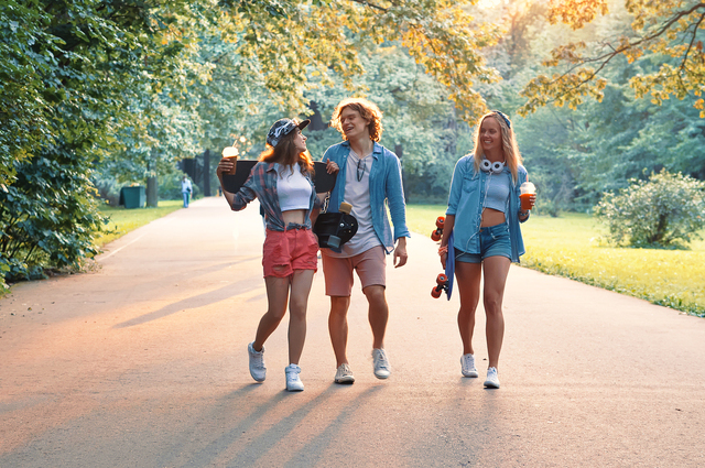 friends walking at park